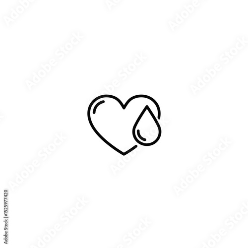 Heart symbol vector icon with drop of blood. Cardiovascular diseases awareness. National Donor Day. World Health Day, healthy lifestyle and helping other people	