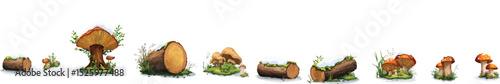 Stylized Tree Trunks in Snow