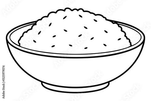 A Bowl of Fluffy Rice Simple Illustration of Cooked Rice in a Bowl