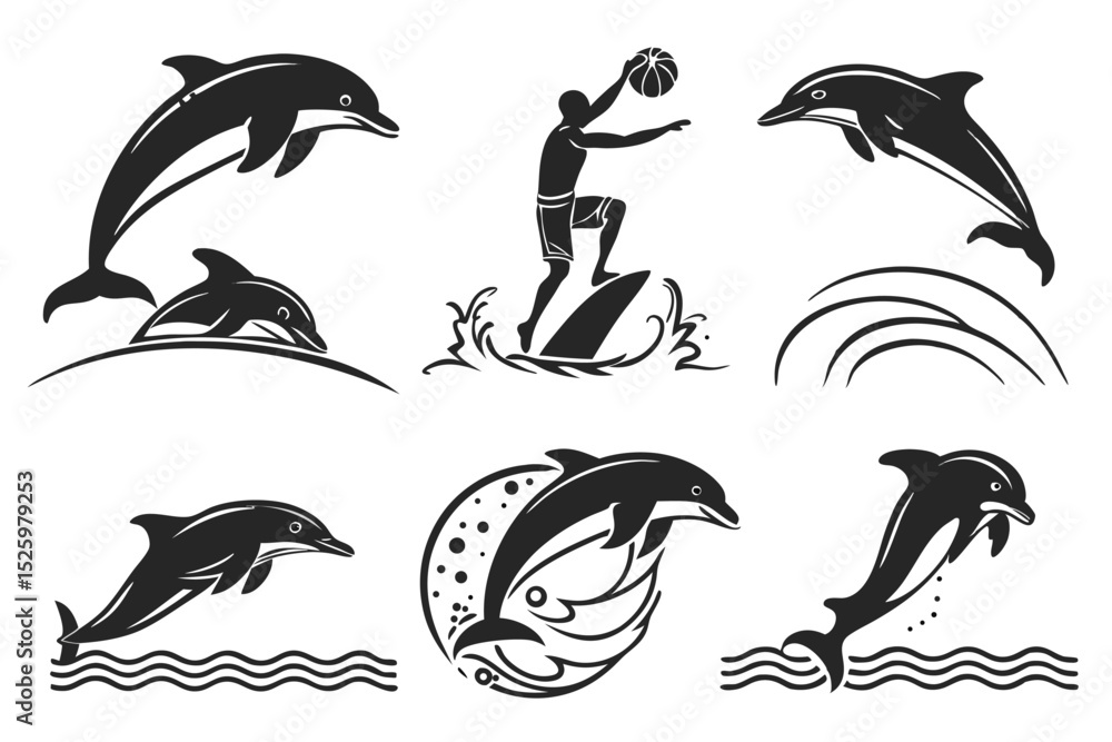 Naklejka premium set of dolphins