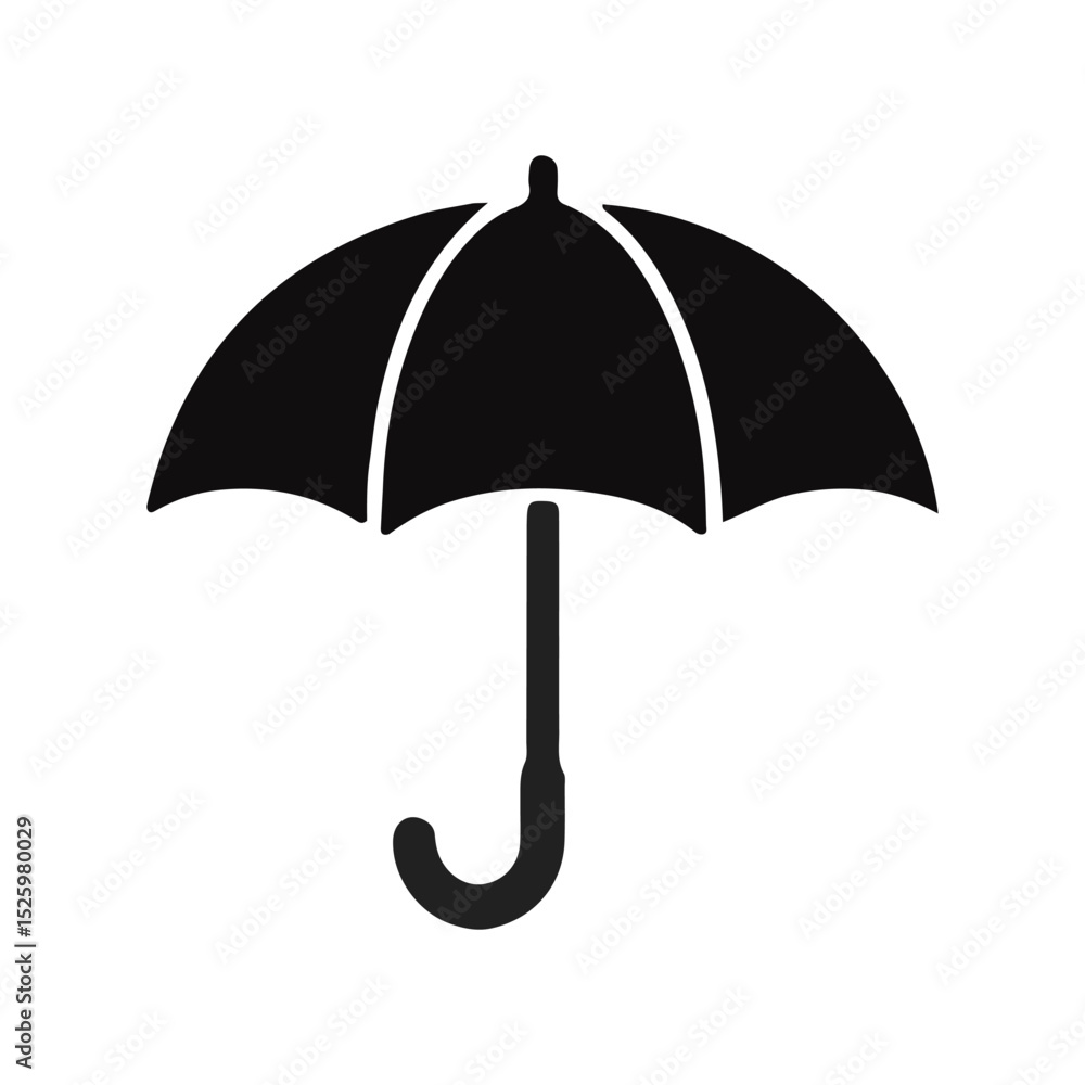 An isolated black umbrella offers protection from rain and weather An isolated black umbrella offers protection from rain and weather