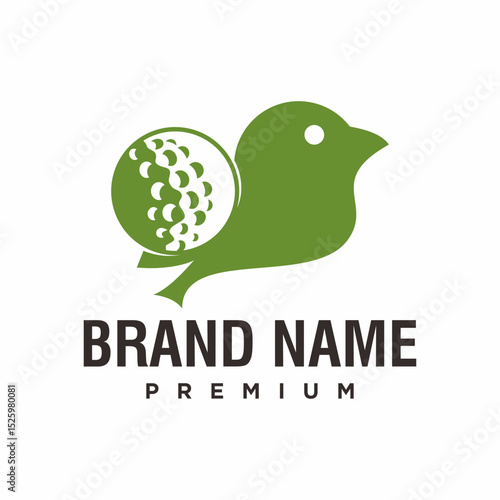 Flat Style Minimalist Bird with Golf Ball Logo Design Concept