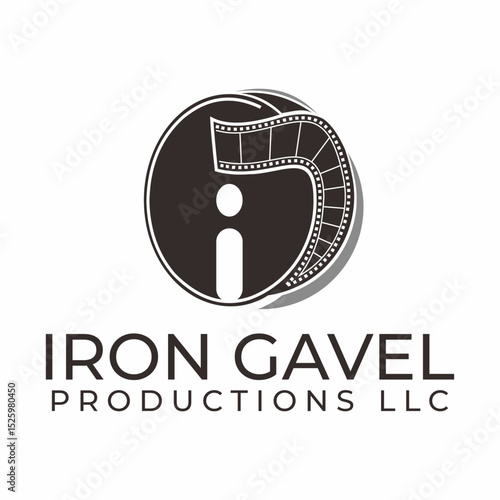 Minimalist Filmstrip Iron Gavel Logo Creative Movie Production Company Identity