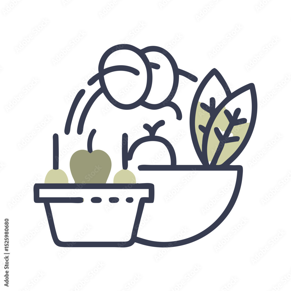 Obraz premium Farmers market illustration for blogs, organic food websites, clipart for cards, local produce awareness, eco design, healthy eating, presentations