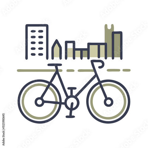 Urban cycling illustration for blogs, eco lifestyle websites, clipart for postcards, environmental awareness, green transport, presentations, city design, health promotion