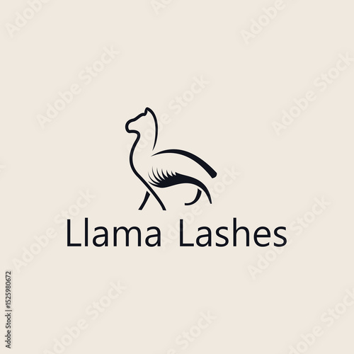 Minimalist Line Art Llama Silhouette Animal Beauty Branding Logo