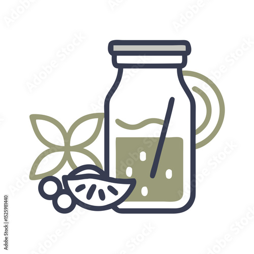 Fruit Smoothie Ingredients Line Icon for Healthy Recipe Websites, Nutrition Blogs, Diet Apps, Wellness Programs and Food Preparation Illustrations