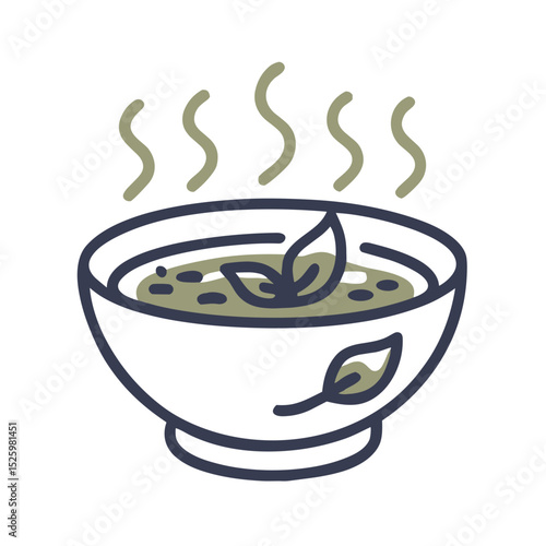 Hot Vegetable Soup Bowl Line Icon for Recipe Websites, Food Blogs, Cooking Apps, Menu Illustrations, Comfort Food Content and Healthy Eating Materials