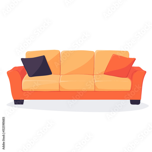 2D flat vector illustration of Sectional Sofa, isolated on a white background.