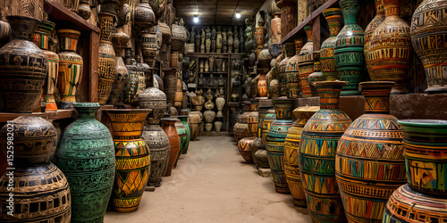 Vibrant Cultural Marketplace Filled with Artistry and Color