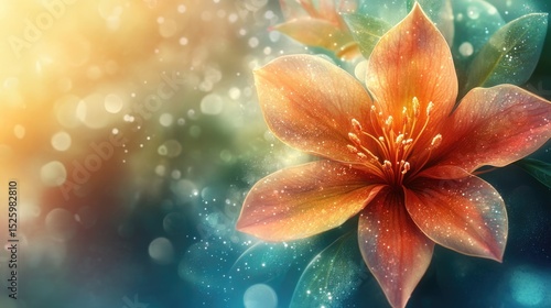 A close-up of a vibrant orange flower with delicate petals and intricate details. Soft bokeh background enhances the floral beauty.