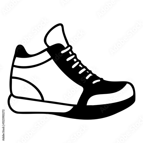 Footwear vector outline with clean shoe sketch on transparent background