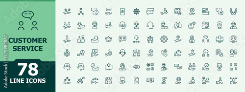 Customer Service icon set. Contains related to assistance, help, operator, feedback, assistant and more. Assistance icon. Minimal icons pack. Pixel perfect. Editable stroke.