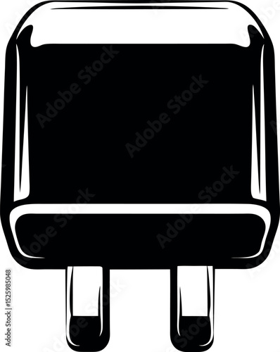 An electrical plug head and prongs vector silhouette