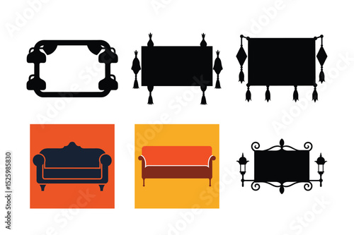 A set of furniture and transportation vector icons, perfect for business and web design illustrations