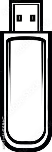 Outline of a USB flash drive icon design vector silhouette