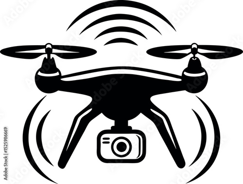 camera flying and sending signal graphic illustration vector silhouette