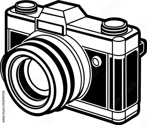 line drawing of a vintage camera vector silhouette