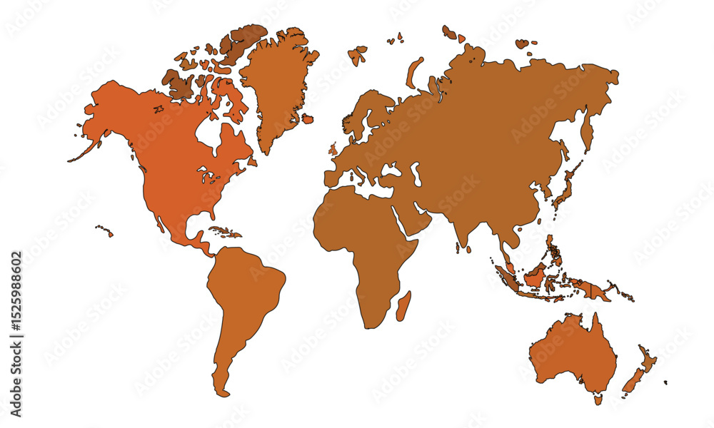 Obraz premium World map isolated on white background. for website layouts, background, education, precise, customizable, Travel worldwide, map silhouette backdrop, earth geography, political, reports.
