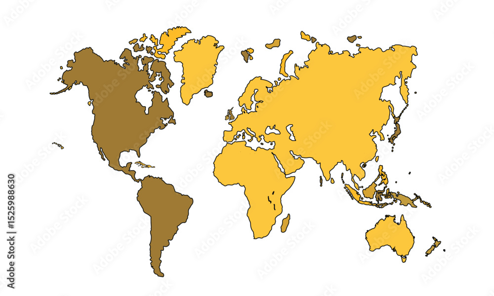 Fototapeta premium World map isolated on white background. for website layouts, background, education, precise, customizable, Travel worldwide, map silhouette backdrop, earth geography, political, reports.