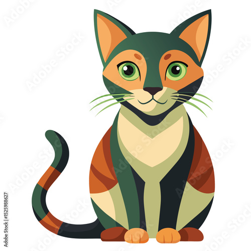 colorful cat vector image on white background