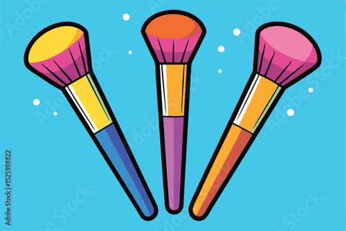 Colorful Makeup Brushes A Trio of Beauty Tools for Flawless Application