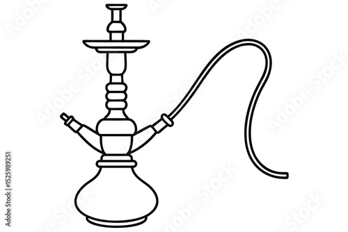 Elegant Hookah Illustration A Detailed Line Drawing of a Traditional Water Pipe