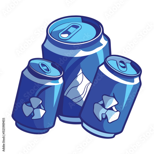 blue crumpled-soda-cans-set-vector-image-on-white background