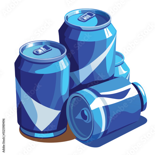blue crumpled-soda-cans-set-vector-image-on-white background