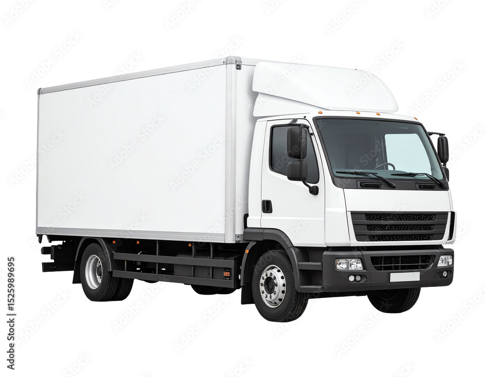 White delivery truck for urban logistics. White delivery truck for urban logistics.