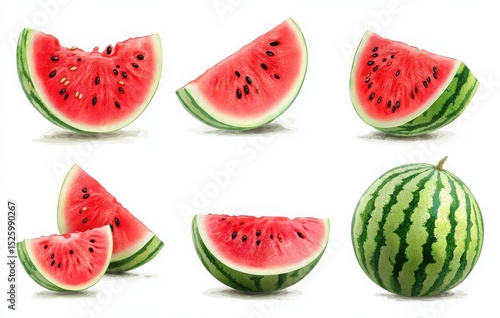 watercolor watermelon vector illustration set on white background