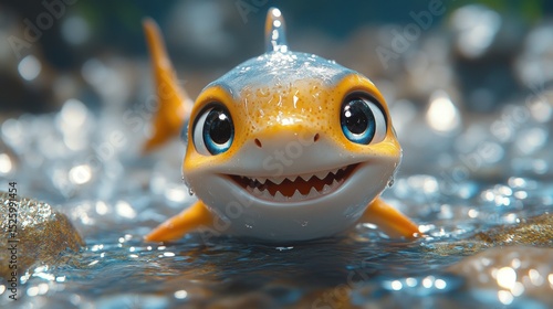 Cute baby shark in shallow water