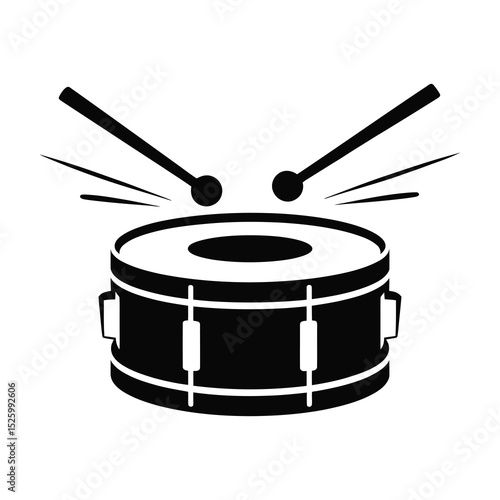 Snare drum with drumsticks icon graphic