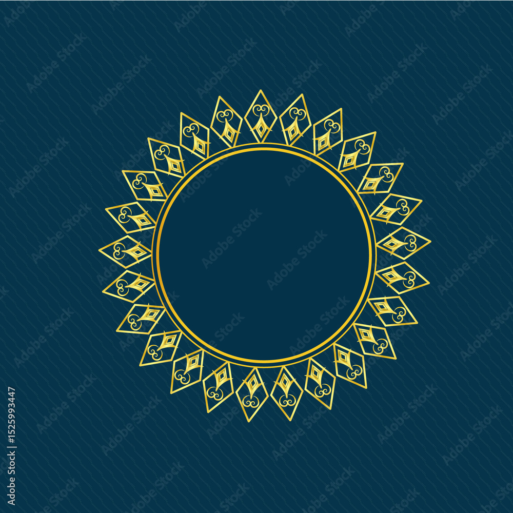 Naklejka premium blue background with gold ornament