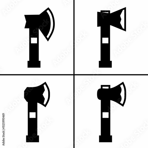 Vector black and white illustration of axe icon for business. Stock vector design.