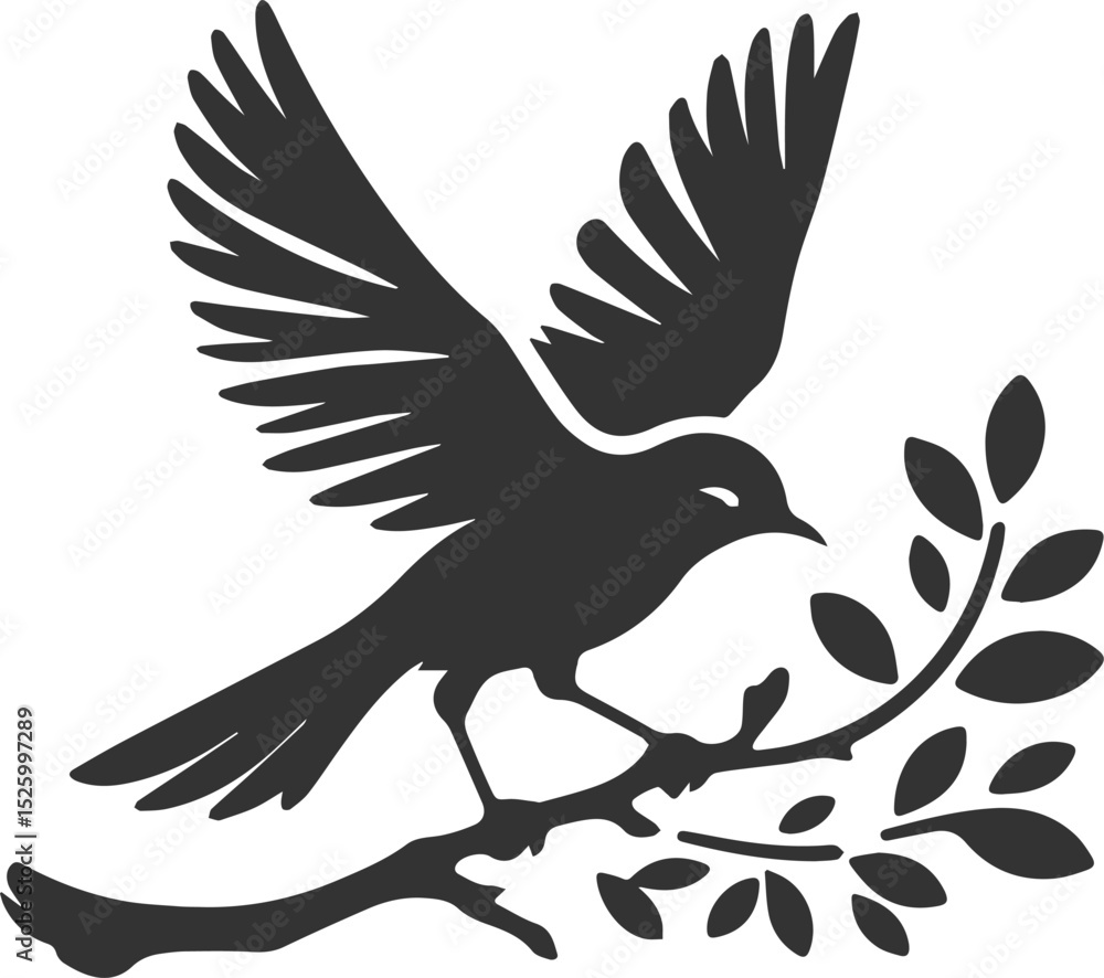 Obraz premium A cute bird on tree branch sitting vector silhouette