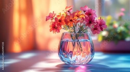 Vibrant flowers in a glass vase