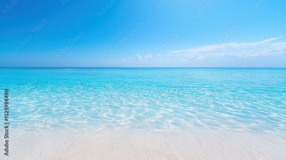 Fototapeta premium summer concept. Vibrant seascape with clear blue water and horizon under a bright sky.