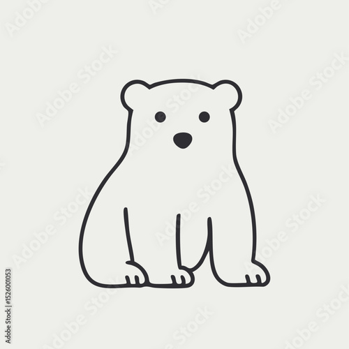 Cute vector polar bear with line art, simple style, great for kids' projects and decor.