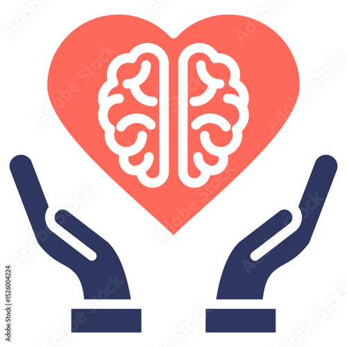 Brain With Heart glyph color icon