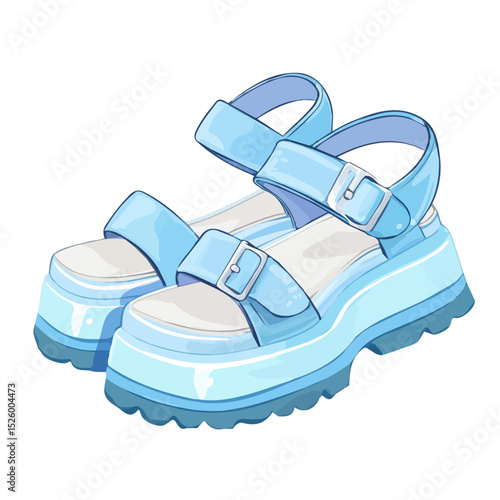 2D flat Platform Sandals vector illustration, isolated on a white background.
