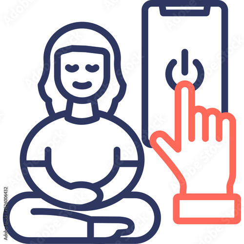 Digital Detox line color icon