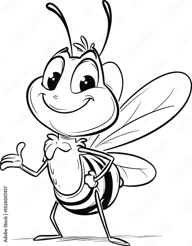 Fototapeta premium Bee Character Outline Design: Cute & Creative Bee Sketches and Vector Mascot Ideas for Artists and Brands
