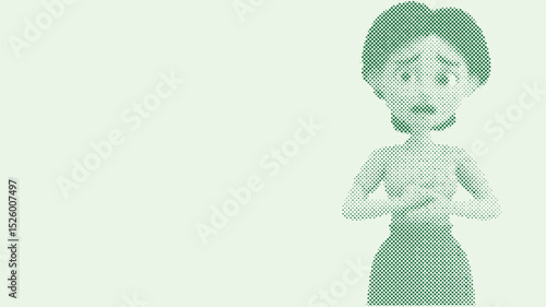 A woman holds her aching stomach with both hands, Menstrual Hygiene Day background