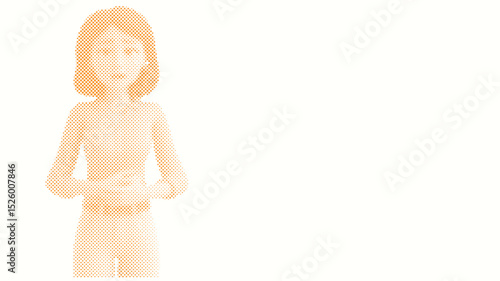 A woman holds her aching stomach with both hands, Menstrual Hygiene Day background