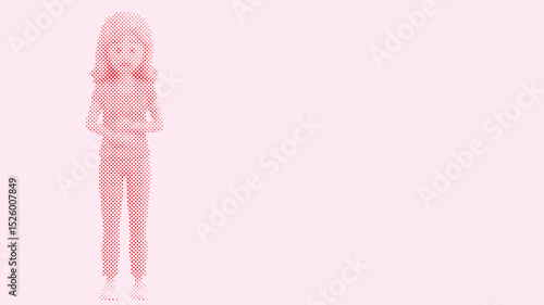 A woman holds her aching stomach with both hands, Menstrual Hygiene Day background