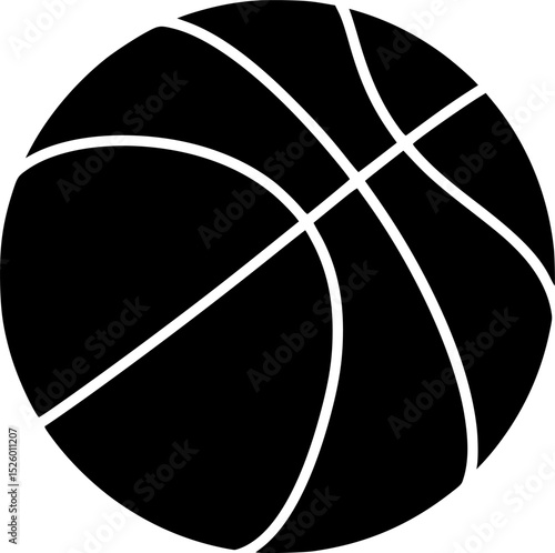 A black silhouette of a basketball