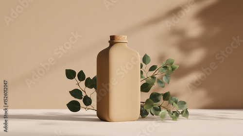 Wallpaper Mural Stylish Mockup of Recycled Packaging Bottle with Plant Shadow Torontodigital.ca