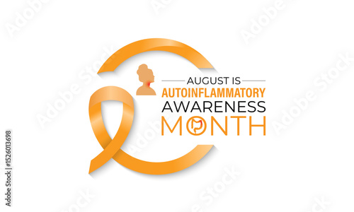 August is Autoinflammatory Awareness Month. Unite for a Cure. Creating for web banner, cards, prints, social media, poster, flyer and background design template. Realistic Ribbon. Vector illustration.