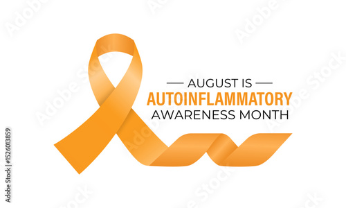 August is Autoinflammatory Awareness Month. Unite for a Cure. Creating for web banner, cards, prints, social media, poster, flyer and background design template. Realistic Ribbon. Vector illustration.